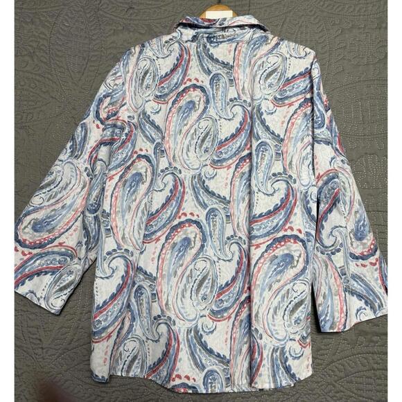 Alfred Dunner Paisley Layered Look Button Down Shirt w Necklace Size 1X NWOT - Picture 6 of 9